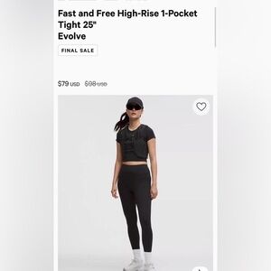 Lululemon Fast & Free Leggings Size 10